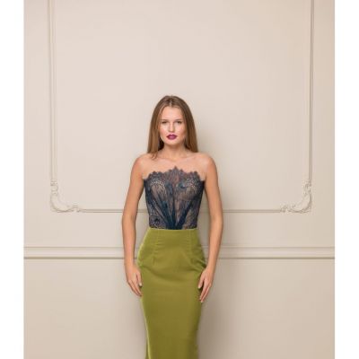 Rochie verde, model sirena, Nicole Enea